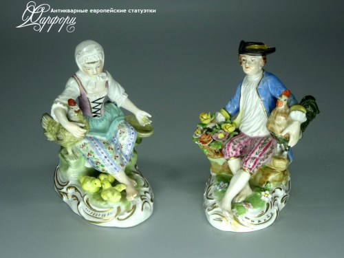 Купить фарфоровые статуэтки Potschappel, Птичий двор, Германия